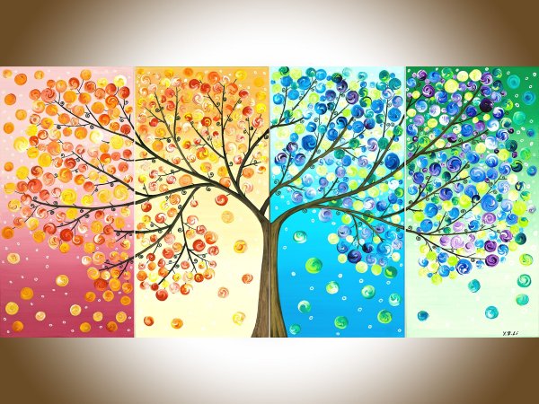 Триптих пуговичное дерево