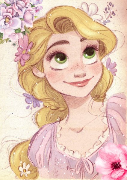 Принцесса Рапунцель для срисовки