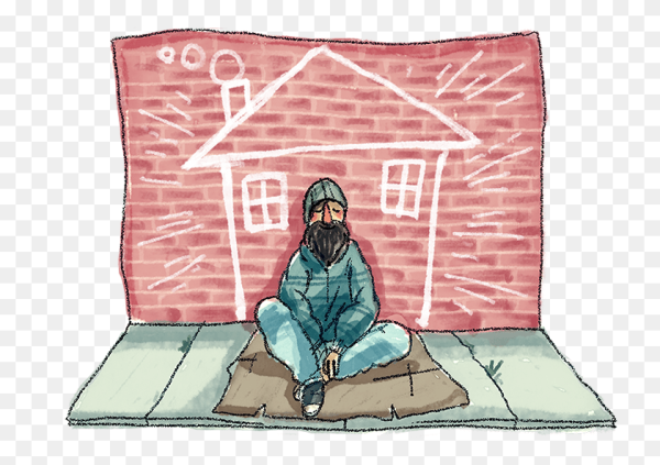 Бездомный человек рисунок