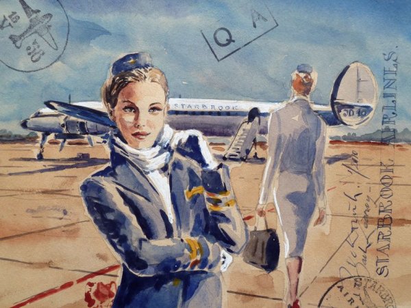 Стюардесса живопись