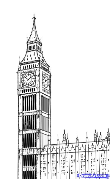Башня Биг Бен для срисовки