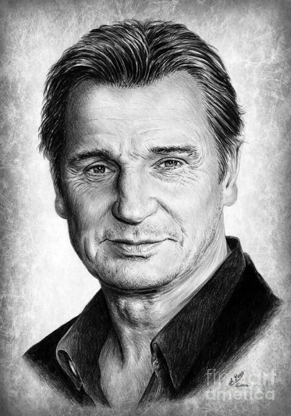 Лиам Нисон портрет карандашом