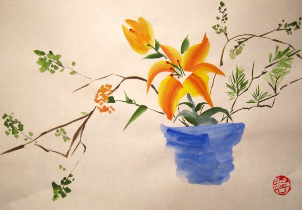 Икебана акварелью