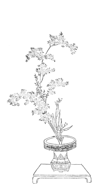 Эскиз композиции букета в стиле японской школы Икебаны