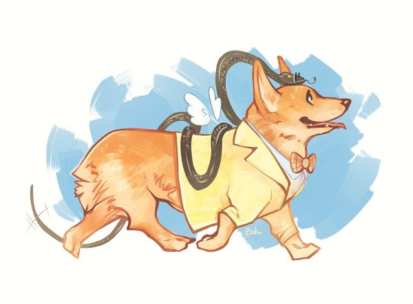 Корги на спине арт