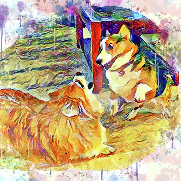 Корги Королева живопись