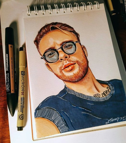 Портрет Егора Крида карандашом