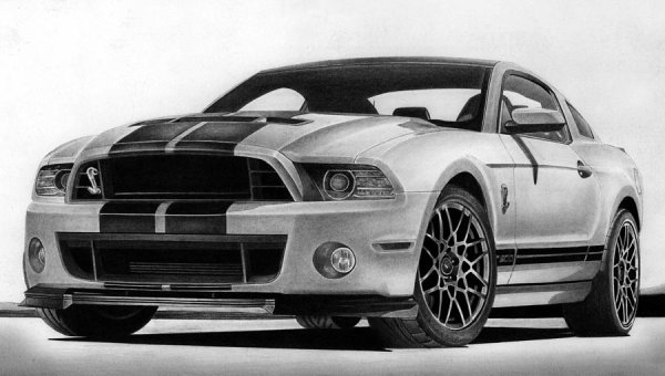 Форд Мустанг карандашом ГТ 500