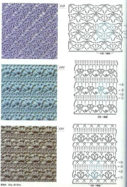 Простые узоры крючком со схемами для начинающих