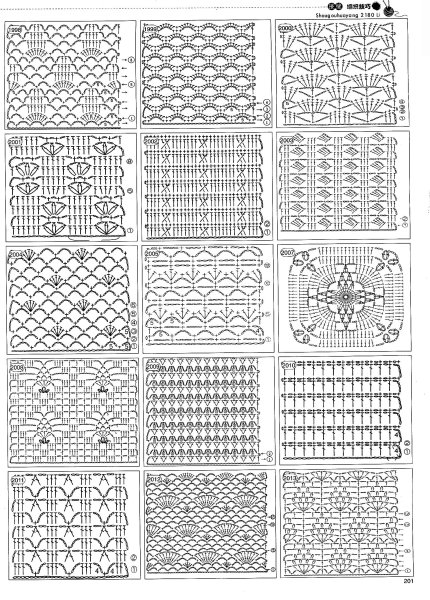 Ажурные рисунки крючком со схемами