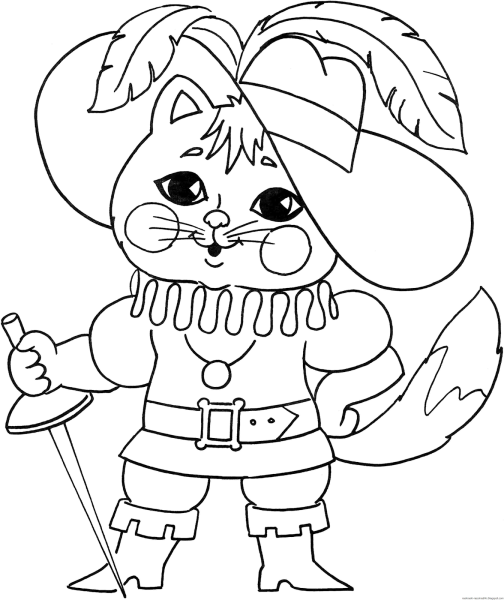 Кот в сапогах раскраска