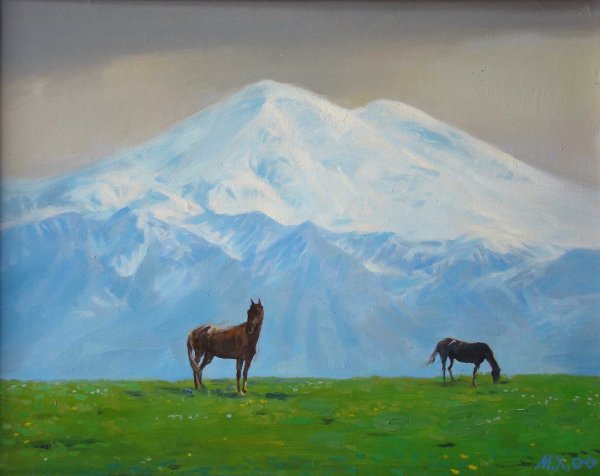 Нарисовать горы Эльбрус детям