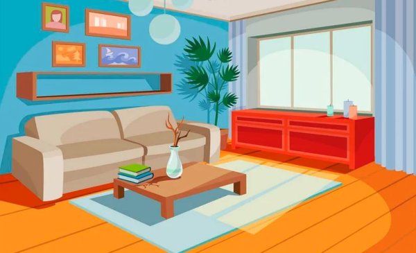 Раскраска интерьер комнаты