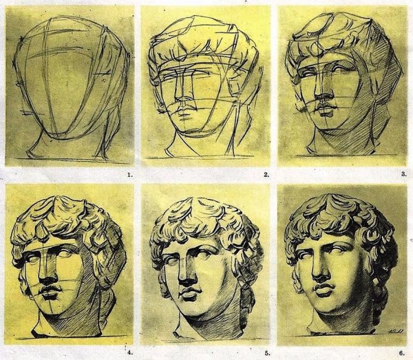 Гипсовые головы для рисования Аполлон