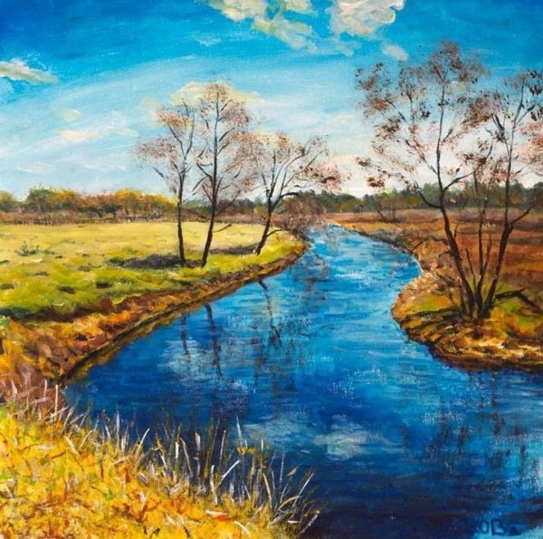 Речка красками