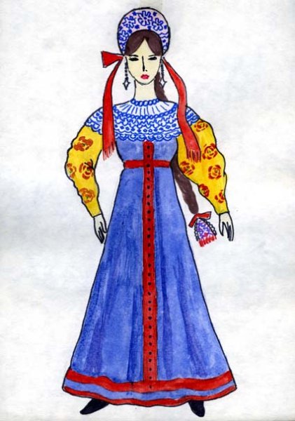 Эскиз русского народного праздничного костюма