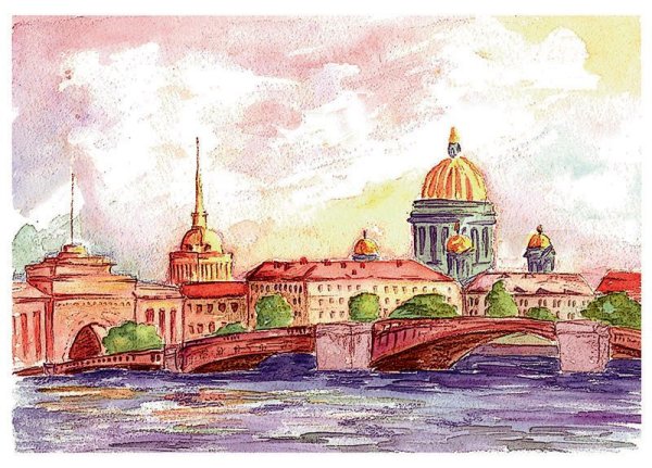 Адмиралтейство Исаакиевский акварель