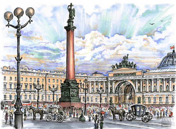 Дворцовая площадь в Санкт-Петербурге рисунок