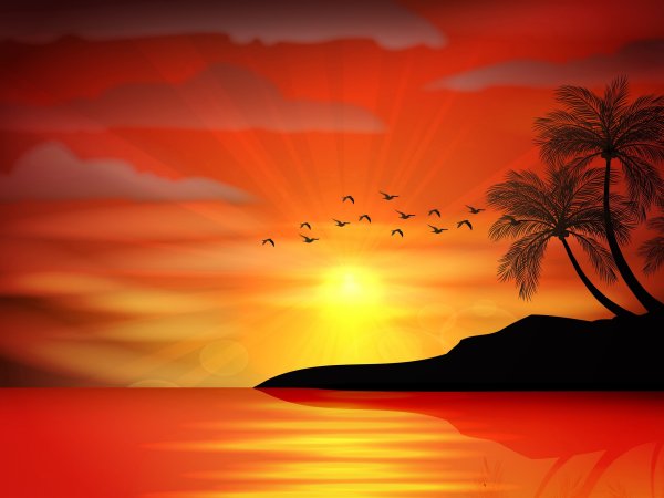 Красивый закат мультяшный