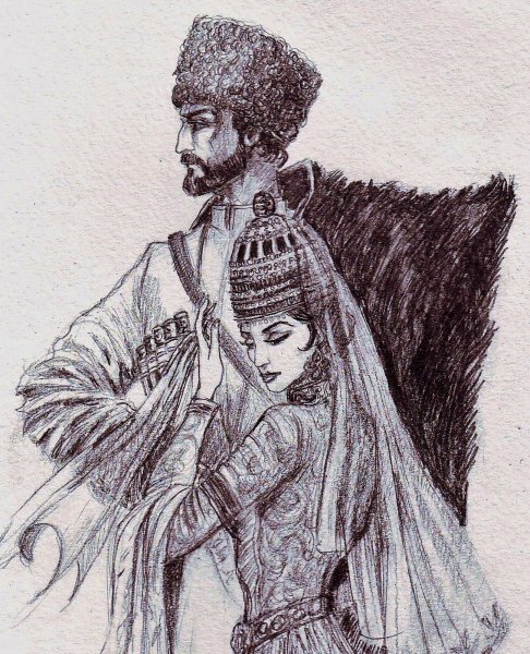 Кавказ Черкесы черкешенка