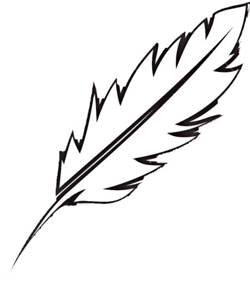 Тату перо с птицами эскиз