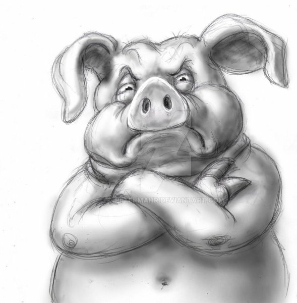 Свинья карандашом
