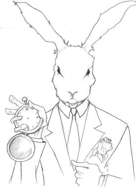 Кролик Алиса в стране чудес рисунок