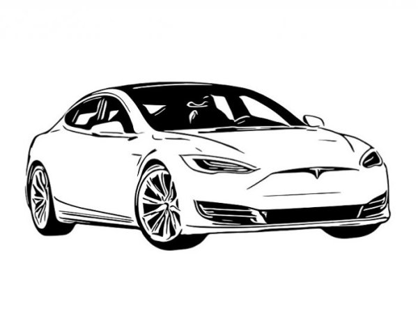 Раскраска Тесла модель с сбоку