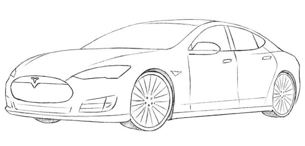 Tesla model x рисунок
