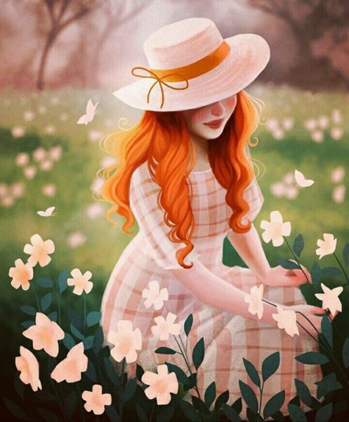 Рыжая девушка рисунок