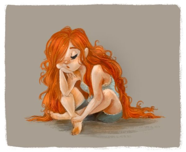 Рыжая девушка смешная