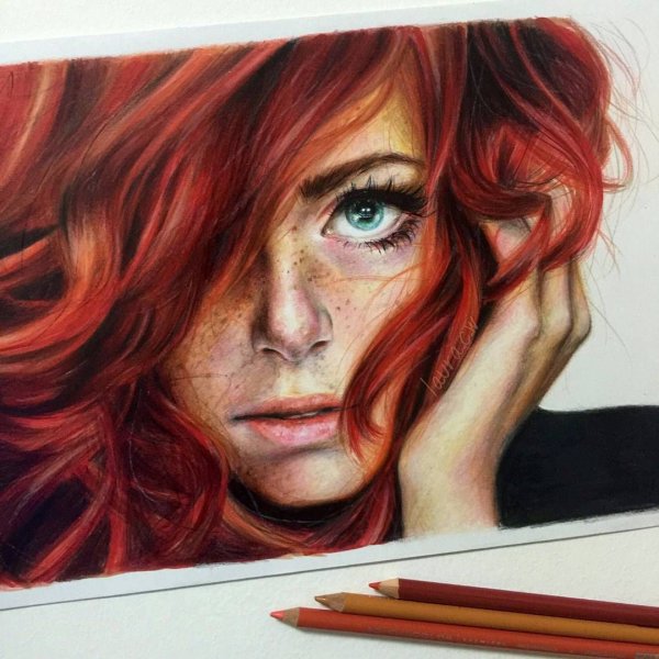 Арт портреты цветными карандашами
