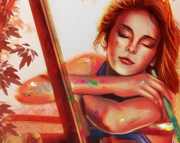 Рыжая девушка рисунок