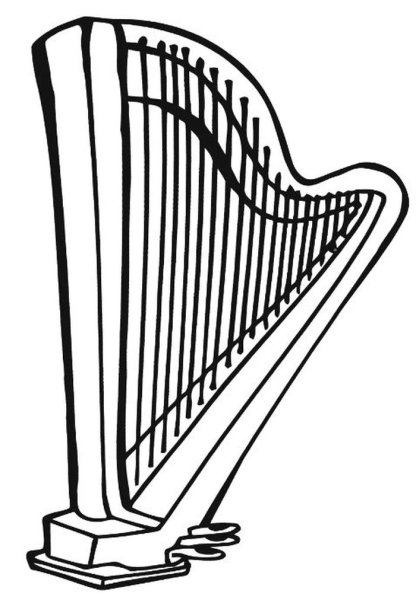 Раскраска арфа музыкальный инструмент