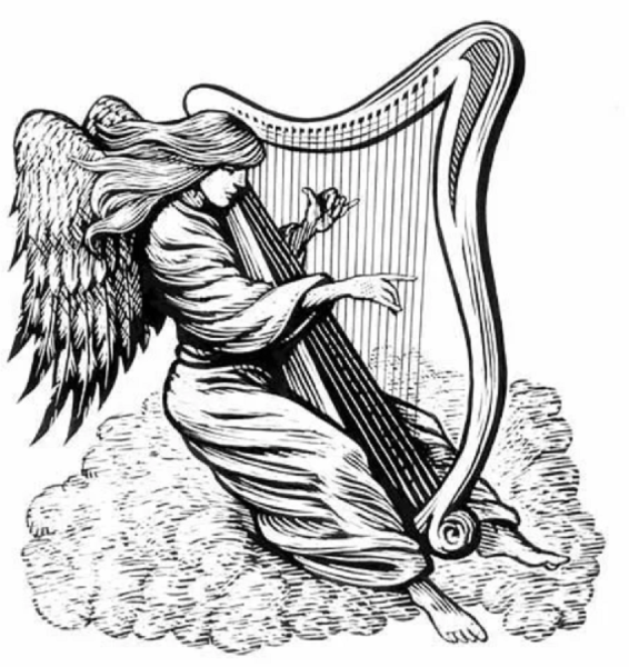 Раскраска арфа музыкальный инструмент