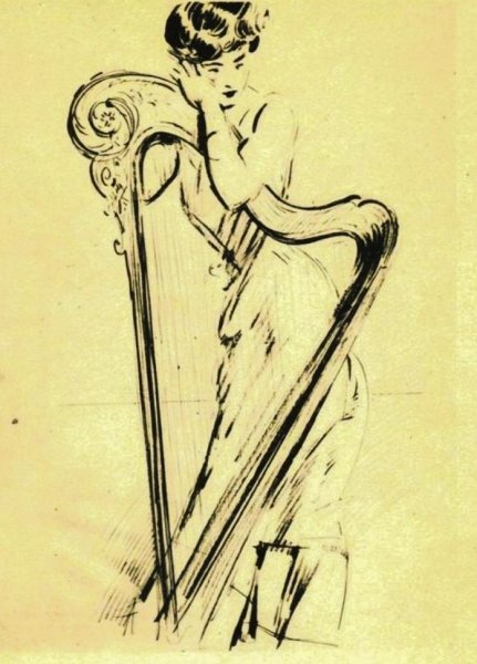 Арфа раскраска для детей