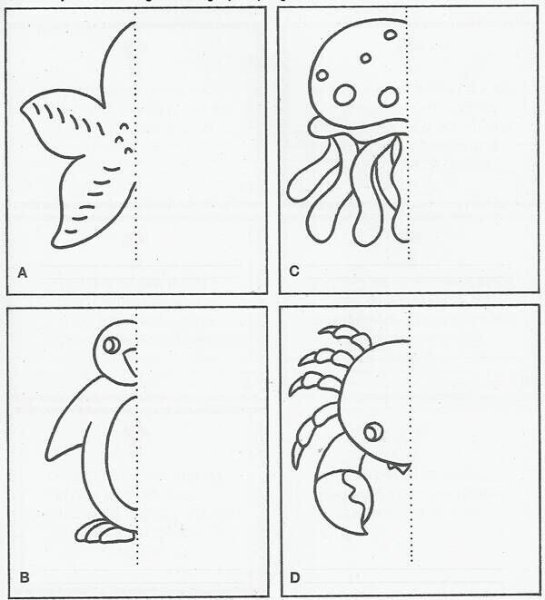 Дорисуй половинку для детей