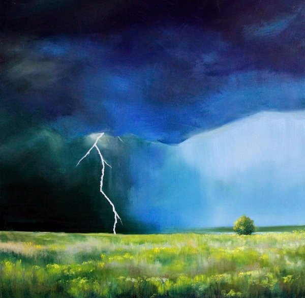 Молния гуашью