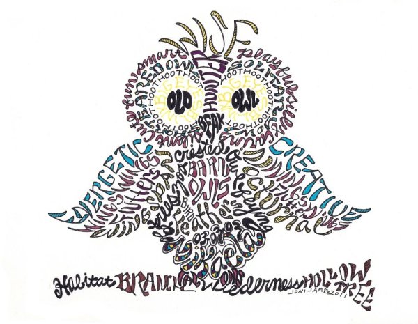 Шрифтовая композиция в виде Совы