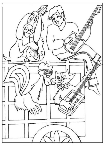 Бременские музыканты раскраска