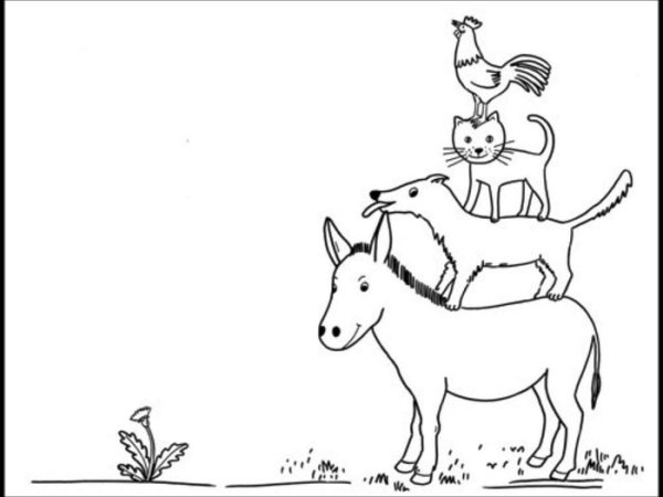 Братья Гримм Бременские музыканты раскраска