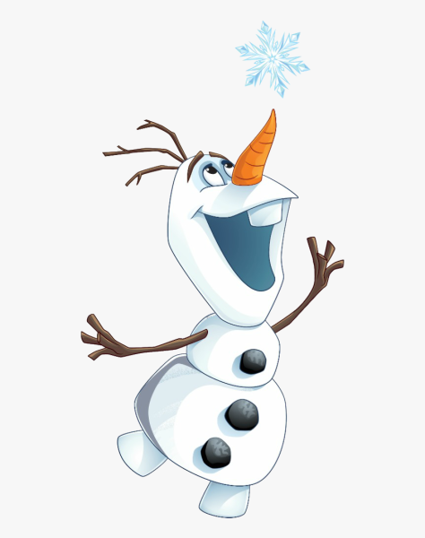 Олаф красками на окне