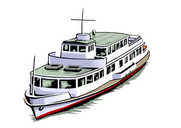 Речной транспорт на белом фоне