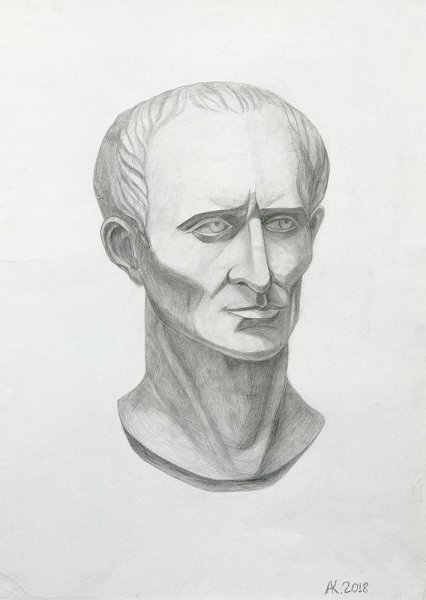 Гай Юлий Цезарь портрет рисунок