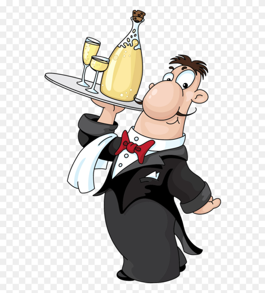 Официант на прозрачном фоне