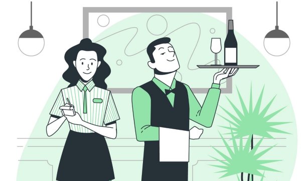 Официант иллюстрация