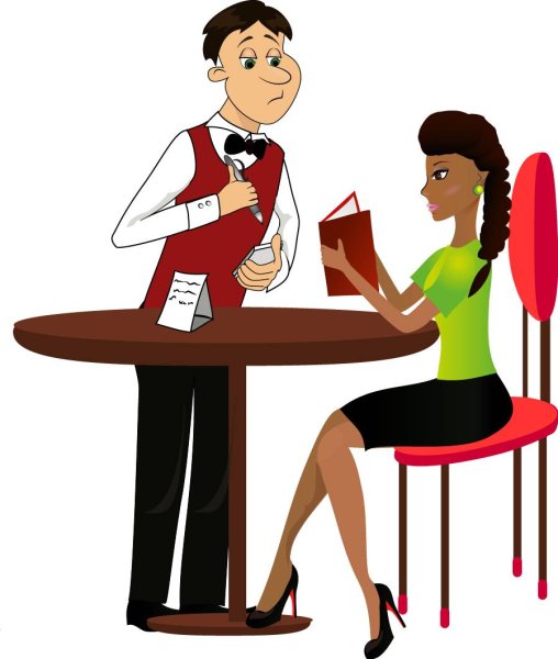 Официант на прозрачном фоне