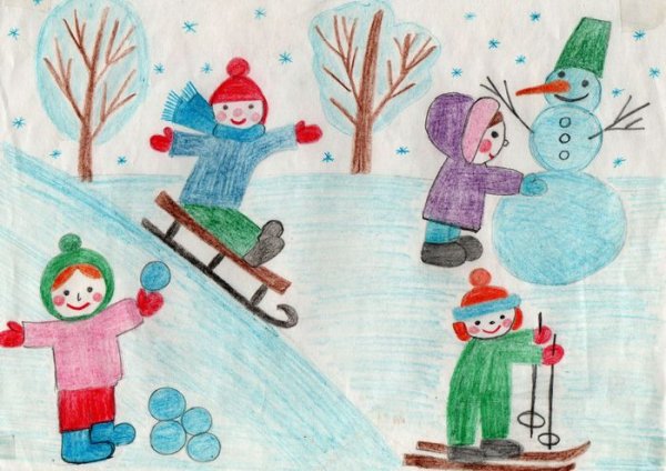 Рисунок на тему зимние забавы