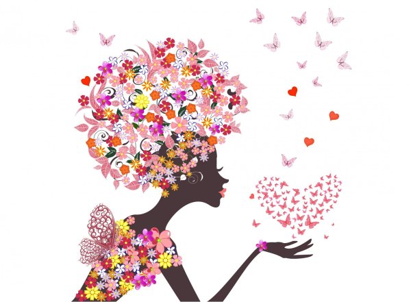 Женский силуэт с цветами