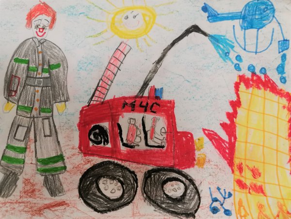 Детский рисунок спасатель